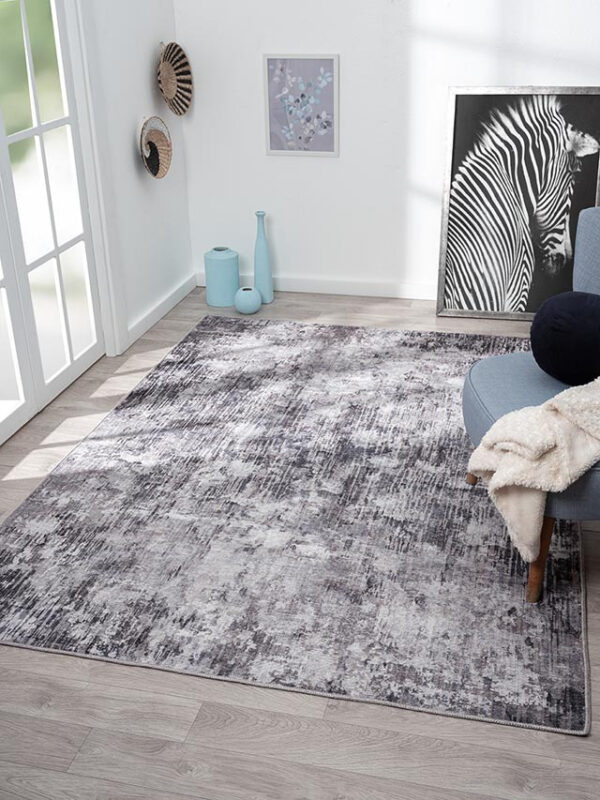 Timeless Designs Area Rugs Cecilia Dark Grey Cream In A Room